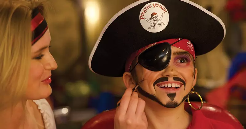 Pirate makeover during Join the Crew experience at Pirates Voyage